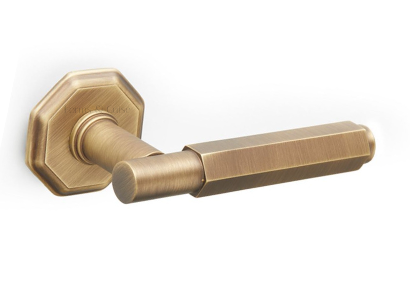 Antique Brass Door handle - Hex